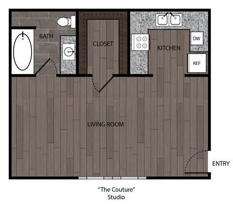 a floor plan of a studio apartment